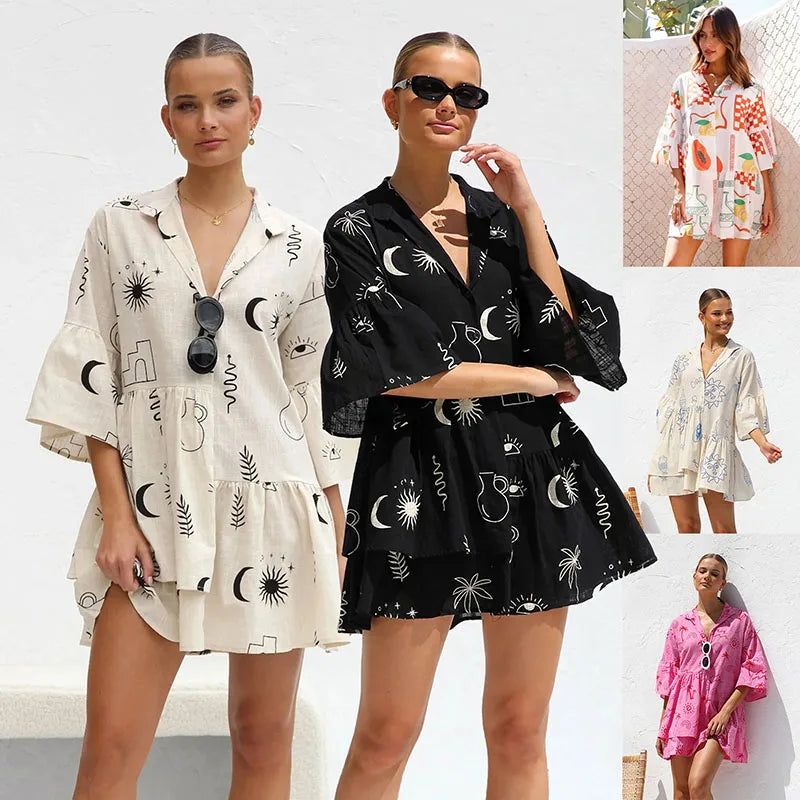 2024 Spring Summer Simple New Loose Short Dress Female - ARCHE