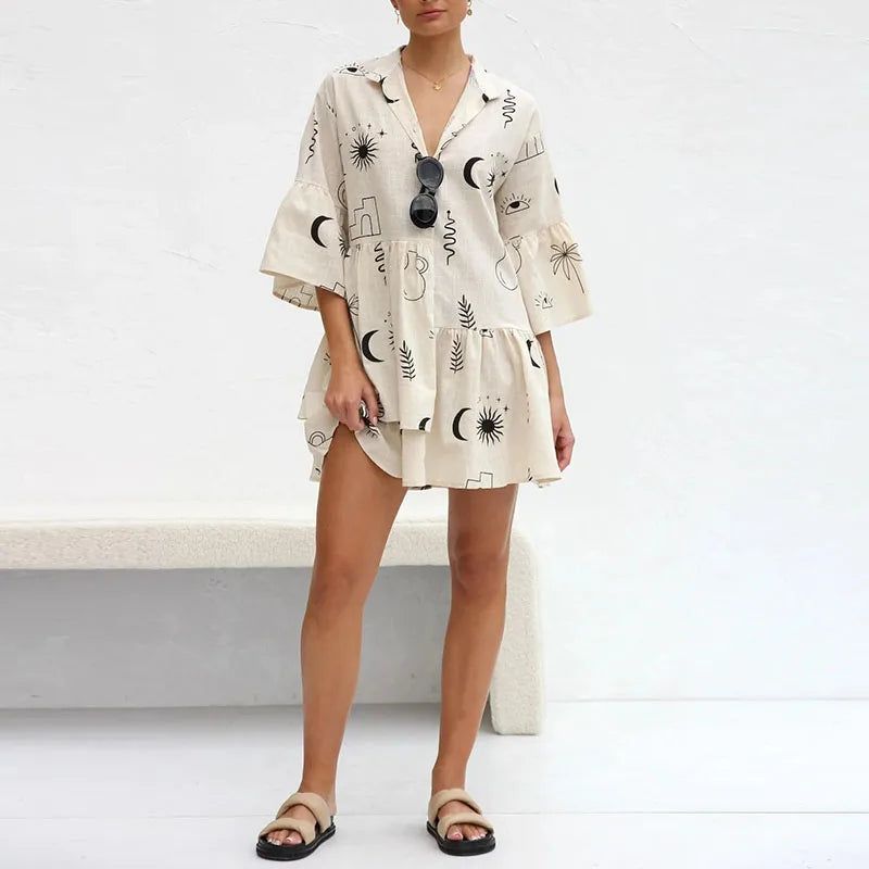 2024 Spring Summer Simple New Loose Short Dress Female - ARCHE