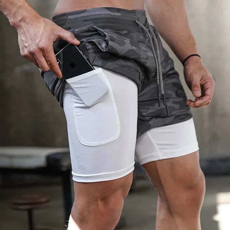 2 In 1 Quick Dry Men Gym Sports Training Fitness Jogging Pants Breathable High elasticity - ARCHE