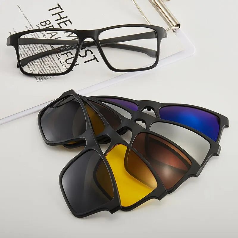 6 In 1 Men Women Polarized Optical Magnetic Sunglasses  on Sun Glasses Frame And Bag - ARCHE