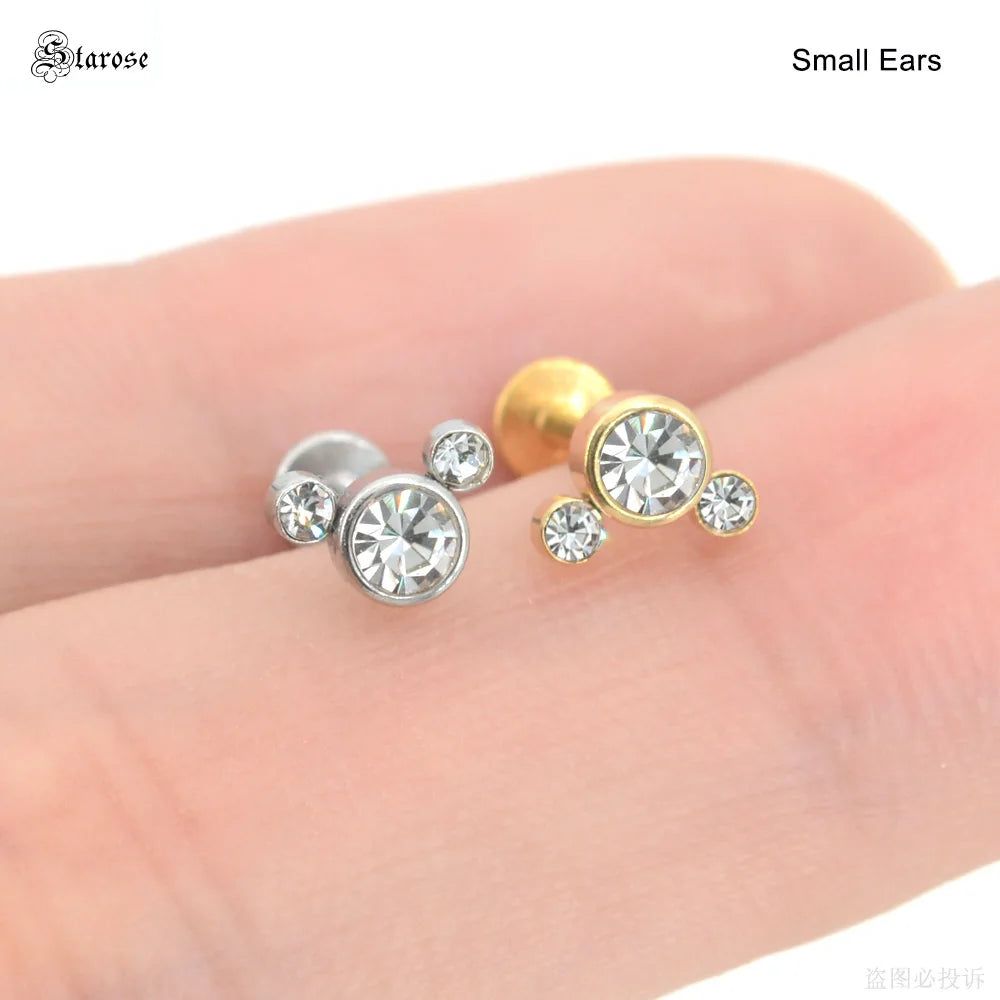 1Pc 1.2x6/8mm G23 Titanium Base Stainless Steel Studs Lip Labret Piercing Nose Helix Piercing Conch Tragus Earrings Flat End - ARCHE