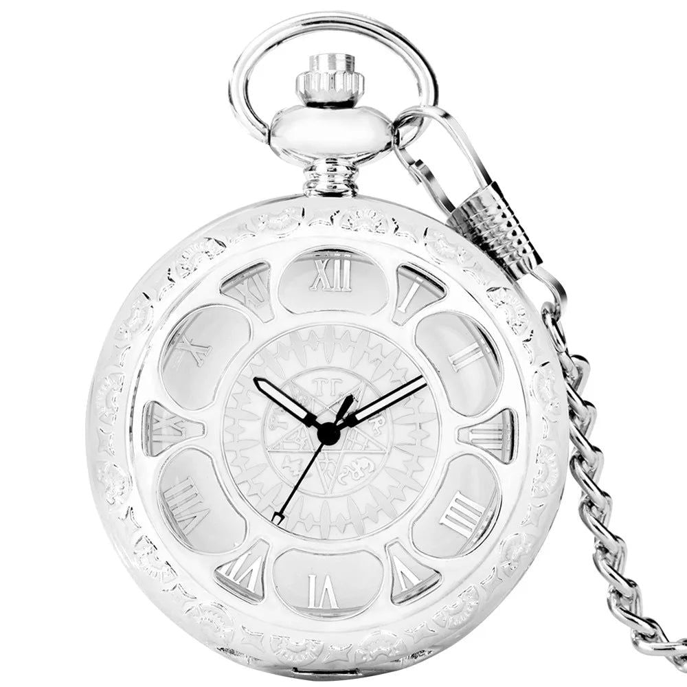 Black Butler Quartz Pocket Watch Men Women Necklace Pendant Clock Fob Chain - ARCHE