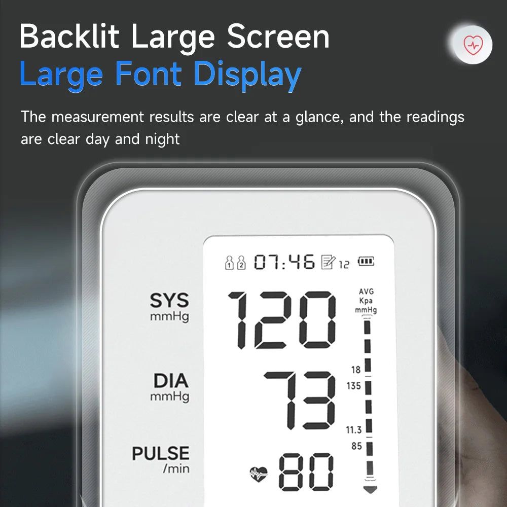 Digital Upper Arm Blood Pressure Monitor Measurement Tool Portable LCD - ARCHE