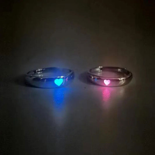 Fashion Love Heart Luminous Couple Ring For Women Men - ARCHE
