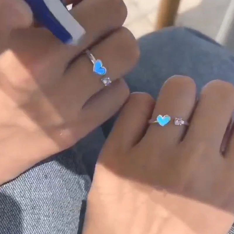 Fashion Love Heart Luminous Couple Ring For Women Men - ARCHE