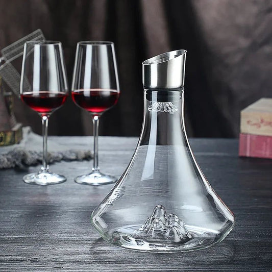 High Grade Glass Wine Bottle Wine Dispenser Snow Mountain Shape 1800ml Red Wine Bottle - ARCHE