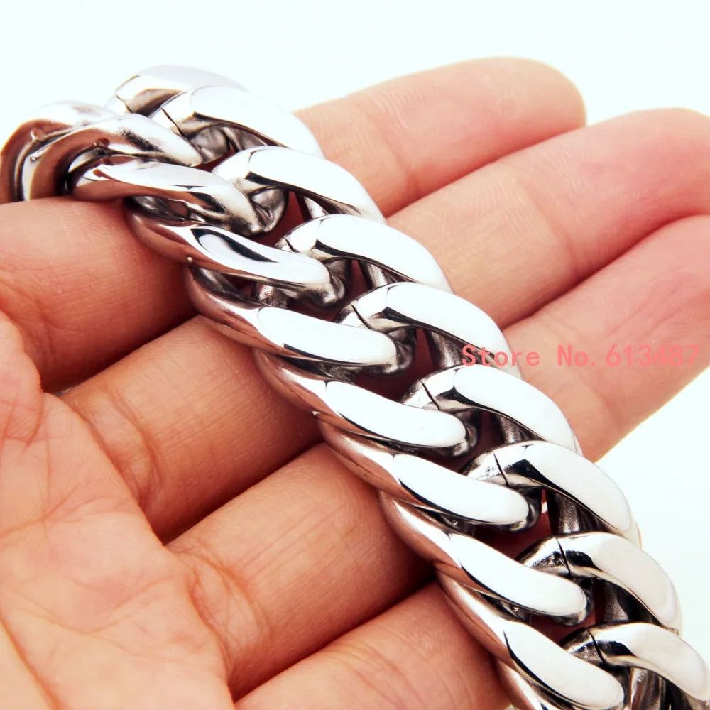 High Quality Silver Color Stainless Steel Men's Chain Necklace Heavy Huge Jewelry - ARCHE
