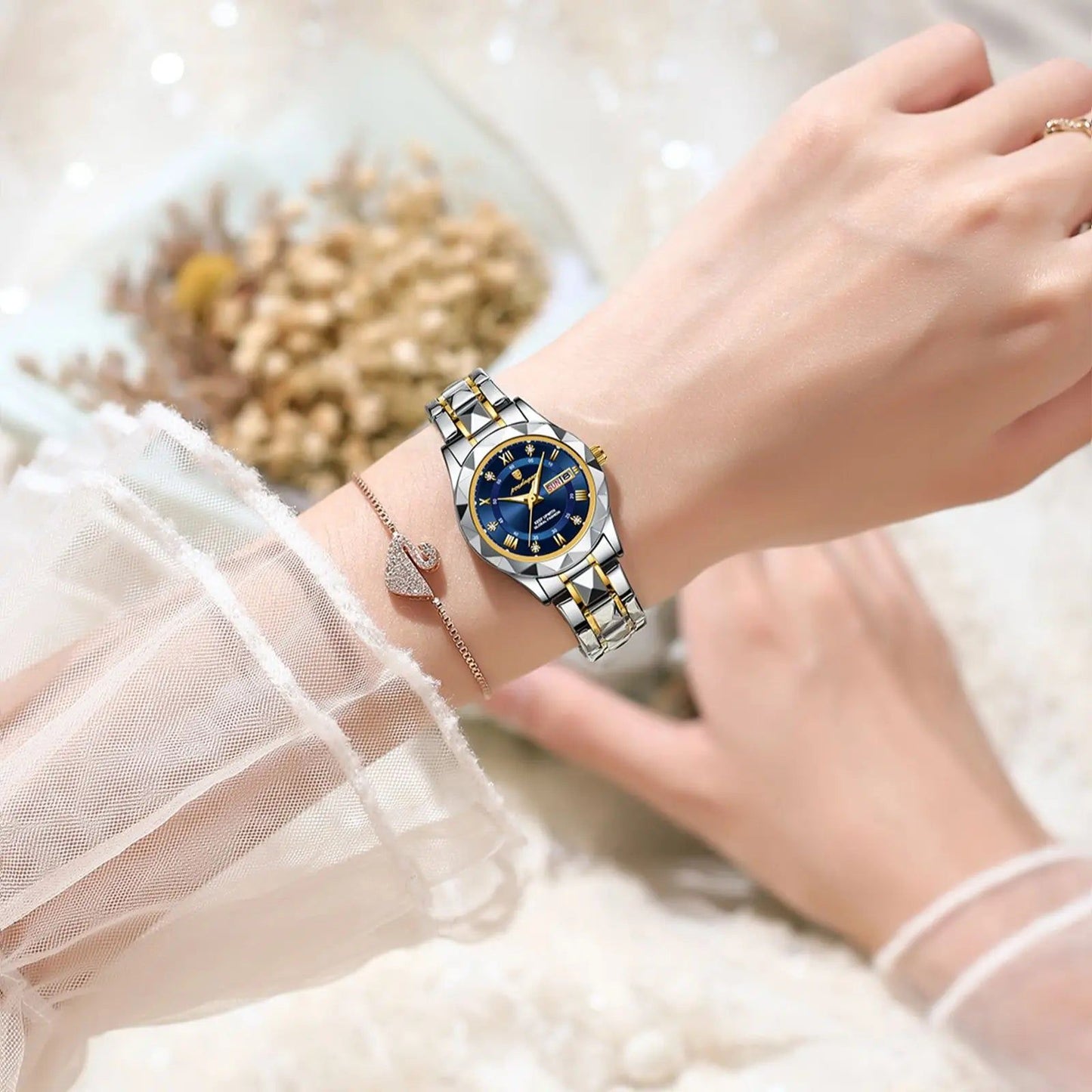 Luminous Waterproof  Woman Wristwatch Stainless Steel Women Quartz Watches reloj+box - ARCHE