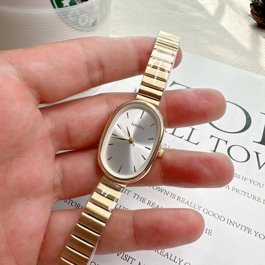 Luxury Women Watch Stainless Steel Oval Small Dial Bamboo Strap Girl Student Wristwatch - ARCHE