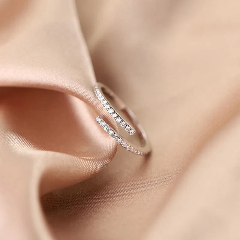 Luxury Zircon Heart Rings for Women Opening Adjustable Weave Rhinestone - ARCHE