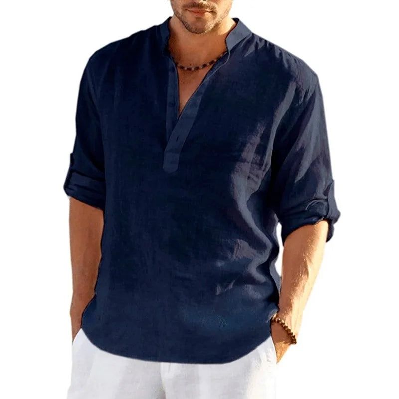 Men's Linen Long Sleeve T-Shirt - ARCHE