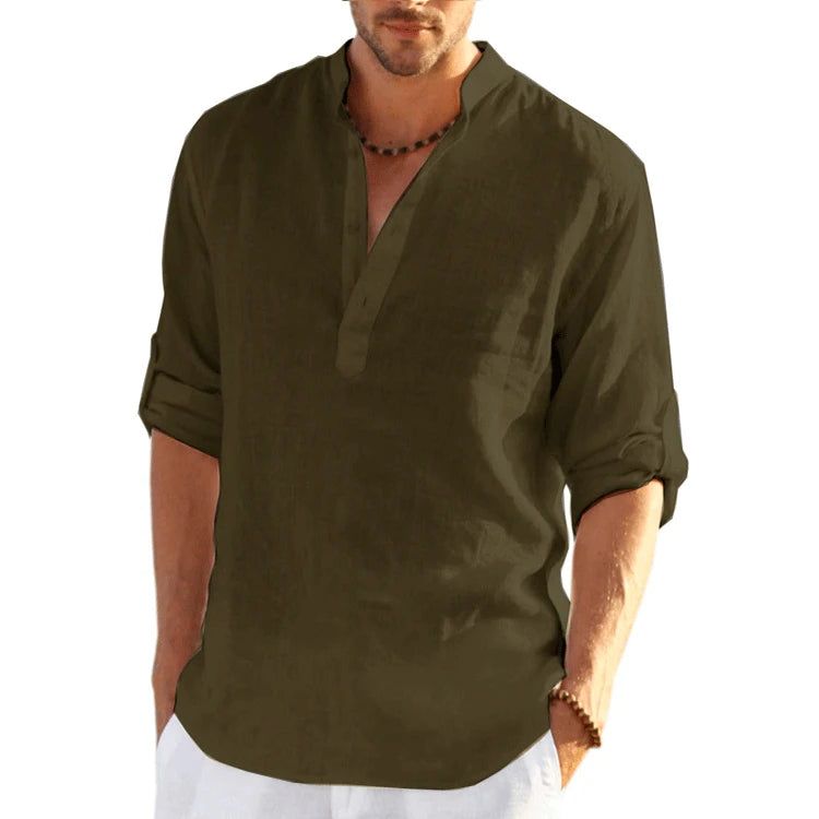 Men's Linen Long Sleeve T-Shirt - ARCHE