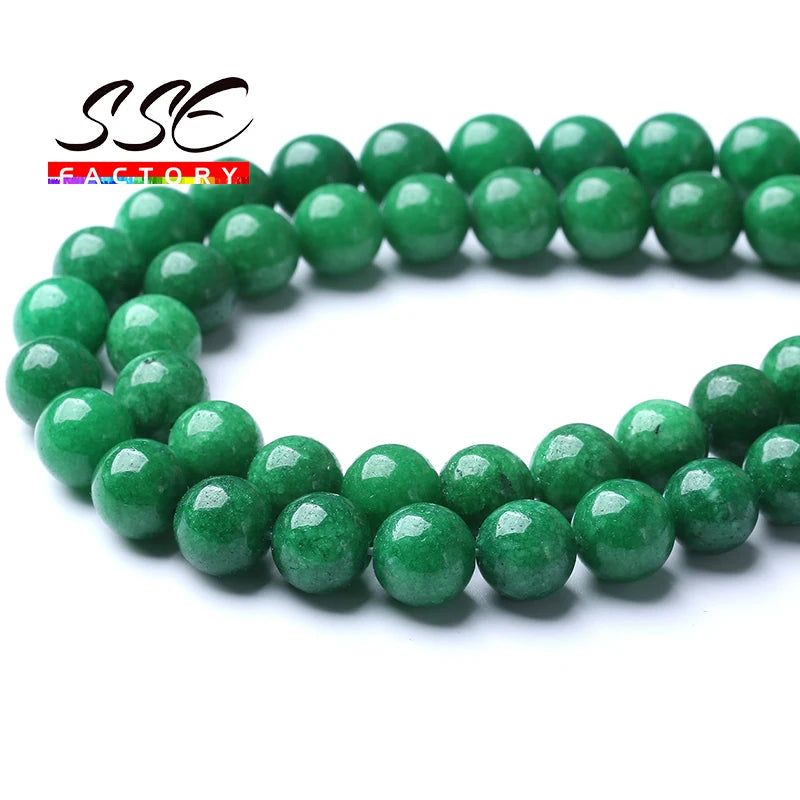 Natural Stone Green Jades Beads For Jewelry Making Round Loose Spacer Beads DIY Bracelets Necklace Accessories 4 6 8 10 12mm 15" - ARCHE