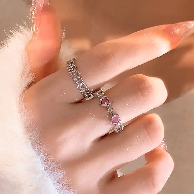 Pink Love Heart Rings for Women Opening Personality Thorn Finger Ring - ARCHE