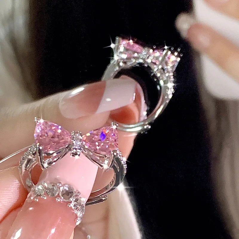 Pink Love Heart Rings for Women Opening Personality Thorn Finger Ring - ARCHE