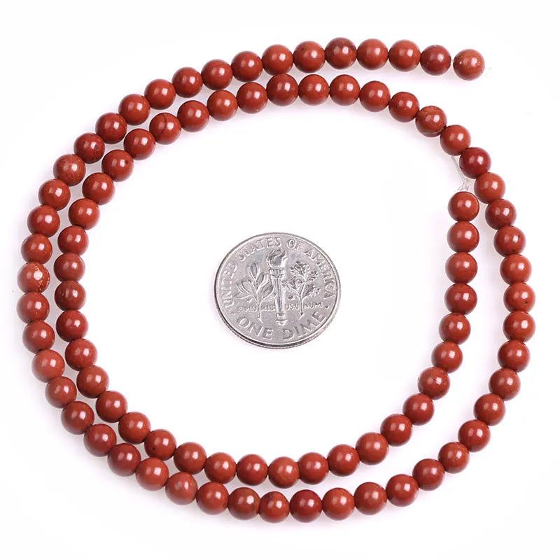 Round Red Jaspers Beads natural stone  for jewelry making Strand 15" Free Shipping - ARCHE