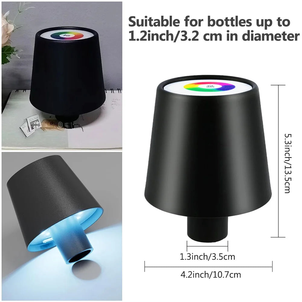 Portable Dimmable Wine Bottle Lamp Touch Wireless Desk Lamps 4000mAh Rechargeable LED Table Lamp RGB Atmosphere Night Lights Bar - ARCHE