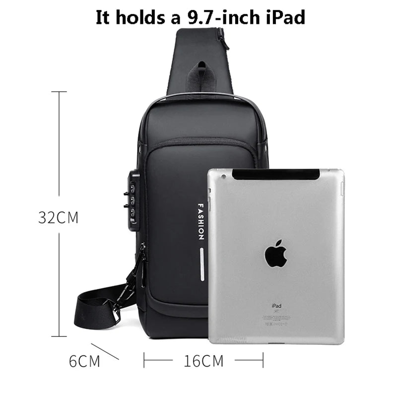 Anti-theft USB Shoulder Bag Crossbody Chest Bag for Male Luxury Brand ARCHE