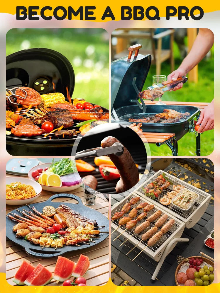 BBQ Sausage Turning Barbecue Clip Multipurpose Cooking Grill Tongs High Temperature - ARCHE