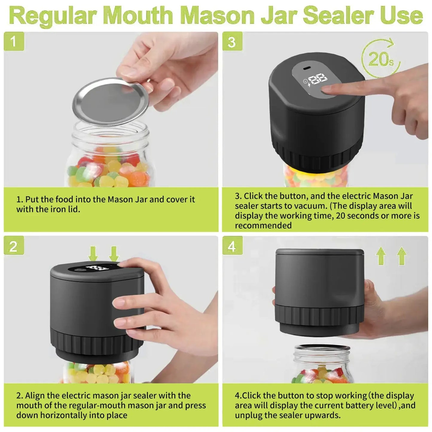 Cordless Automatic Electric Mason Jar Vacuum Sealer Kit ARCHE