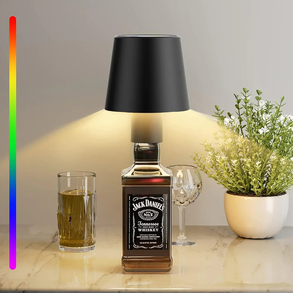 Portable Dimmable Wine Bottle Lamp Touch Wireless Desk Lamps 4000mAh Rechargeable LED Table Lamp RGB Atmosphere Night Lights Bar - ARCHE