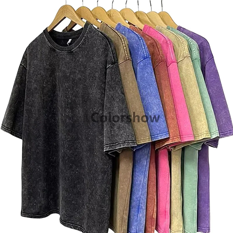 Washed Oversized T-shirt for men Cotton Loose Crew Neck ARCHE