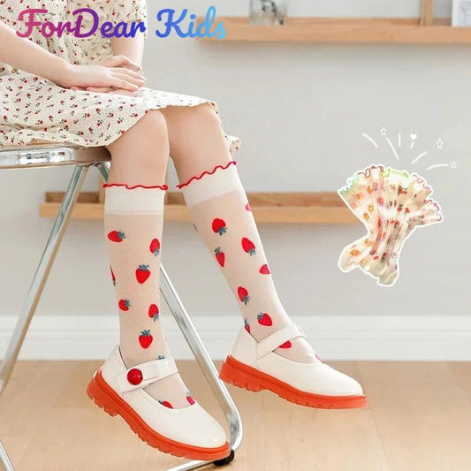 Summer Children Girl's Cute Transparent Strawberry Socks - ARCHE