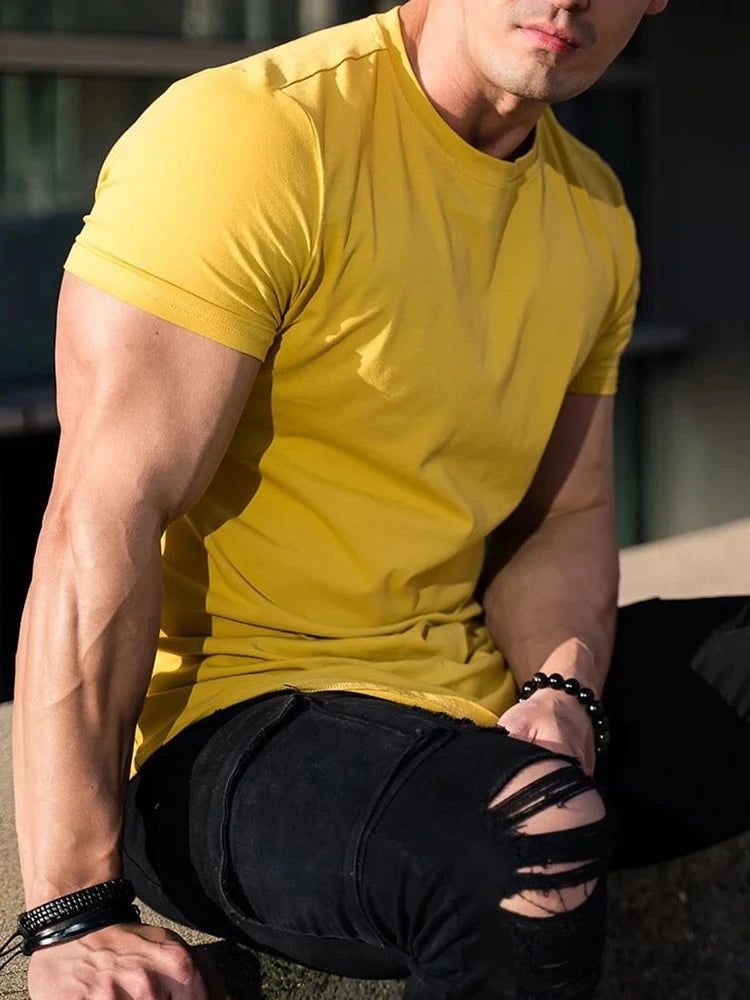 T-shirt High Quality cotton Men T-shirt Gym Sport Shirt Tops - ARCHE