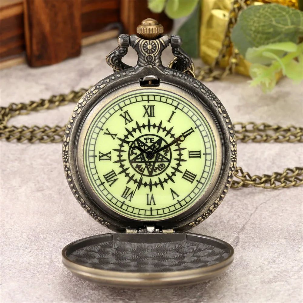Vintage Anime Kuroshitsuji Black Butler Quartz Pocket Watch Men Women Necklace Pendant Clock Fob Chain Retro Steampunk Timepiece - ARCHE